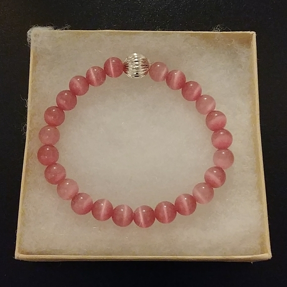 Spring Pink Cat Eye Stone Bracelet - Picture 3 of 8